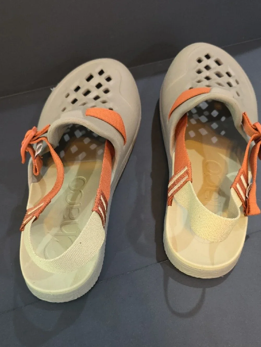 Chaco Chillos Men's Beige Sandal with Orange Straps Size 12
